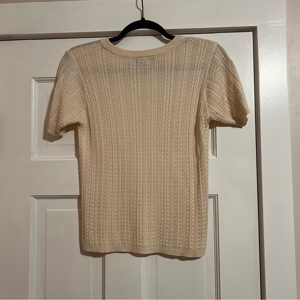 #185 J. McLaughlin 100% Silk Butter Yellow Knit Short Sleeve Blouse Top Small - Picture 2 of 3